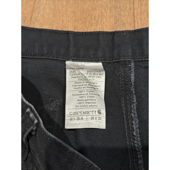 Vintage Carhartt Men's Carpenter Workwear Canvas Pants 36x30 B11 BLK - Picture 4 of 5